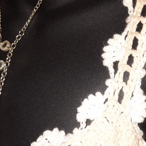 HANDCRAFTED Crochet Macrame Knit Dress Festival Midaxi Swim Cover Cream Tan S 4 - Picture 5 of 11